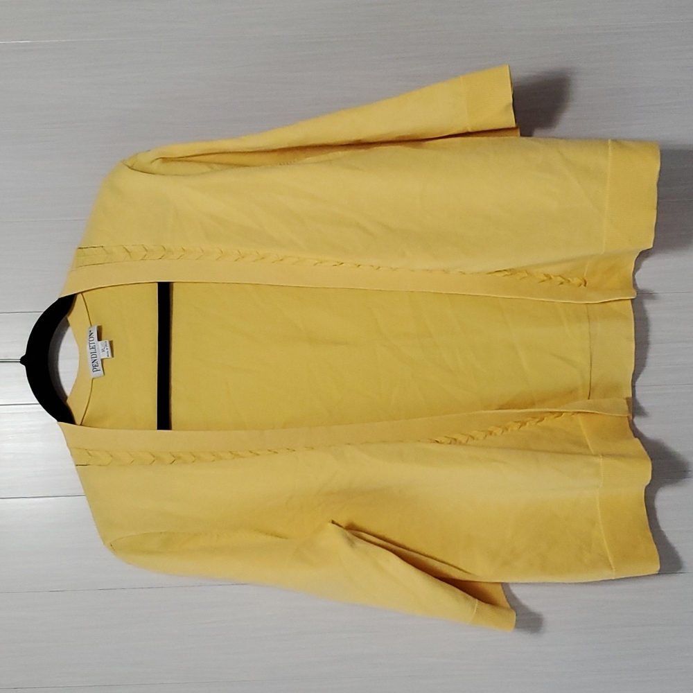 Pendleton silk blend, yellow 3/4 sleve cover up cardigan sz XL